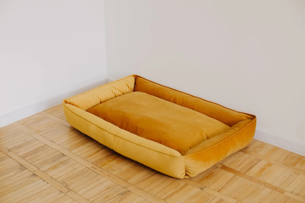 Custom dog bed Mustard bed for dog Floor bed for dog Pet furniture Modern Velvet dog bed